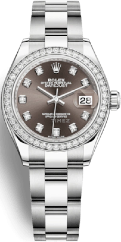 Rolex,Lady-Datejust 28mm,28mm,White Gold,Stainless Steel,Grey,Automatic,Day,55hours,279384RBR,279384RBR-0018