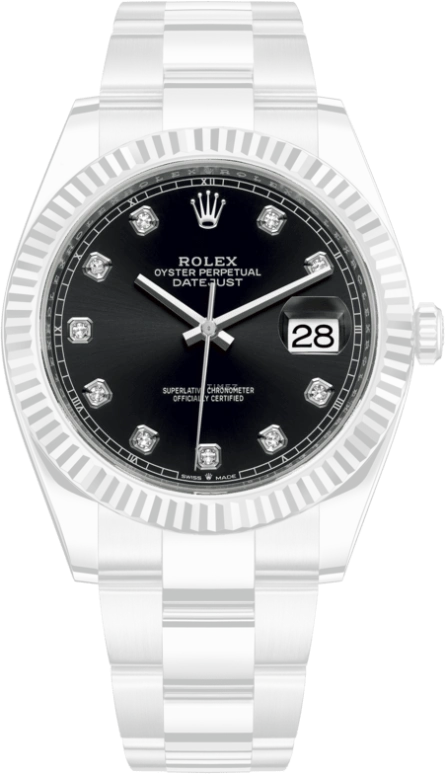 Rolex,Datejust 41 41mm,41mm,White Gold,Stainless Steel,Black,Automatic,Day,70hours,126334,126334-0011