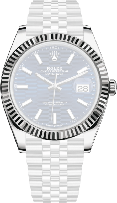 Rolex,Datejust 41 41mm,41mm,White Gold,Stainless Steel,Blue,Automatic,Day,70hours,126334,126334-0032