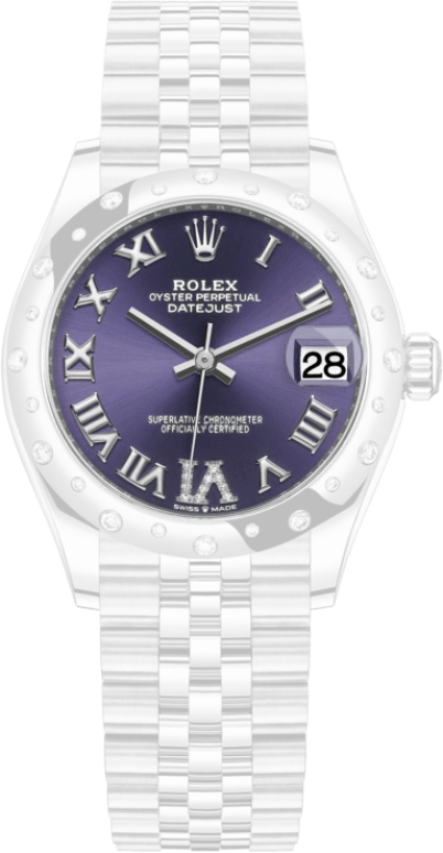 Rolex,Datejust 31 31mm,31mm,White Gold,Stainless Steel,Purple,Automatic,Day,55hours,278344RBR,278344RBR-0028