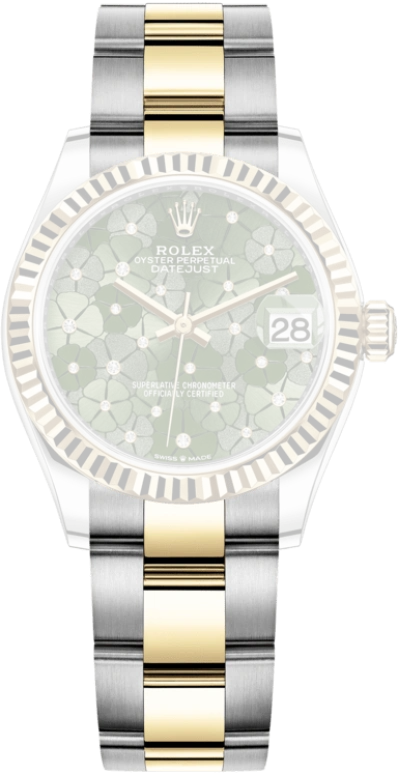 Rolex,Datejust 31 31mm,31mm,Yellow Gold,Stainless Steel,Green,Automatic,Day,55hours,278273,278273-0031