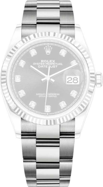 Rolex,Datejust 36 36mm,36mm,White Gold,Stainless Steel,Black,Automatic,Day,70hours,126234,126234-0028