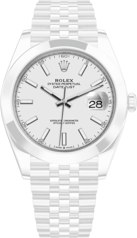 Rolex,Datejust 41 41mm,41mm,Stainless Steel,White,Automatic,Day,70hours,126300,126300-0006