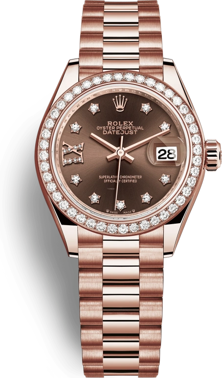 Rolex,Lady-Datejust 28mm,28mm,Rose Gold,Brown,Automatic,Day,55hours,279135RBR,279135RBR-0001