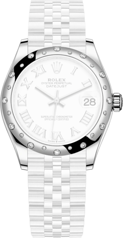 Rolex,Datejust 31 31mm,31mm,White Gold,Stainless Steel,White,Automatic,Day,55hours,278344RBR,278344RBR-0012