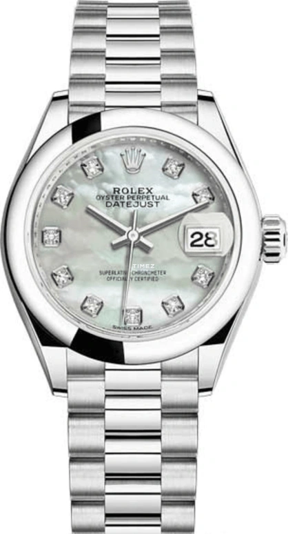 Rolex,Lady-Datejust 28mm,28mm,Platinum,White,Automatic,Day,55hours,279166,279166-0008