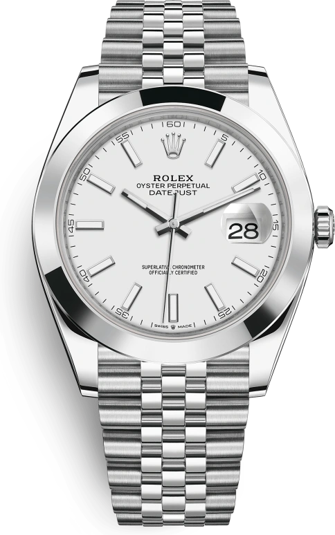 Rolex,Datejust 41 41mm,41mm,Stainless Steel,White,Automatic,Day,70hours,126300,126300-0006