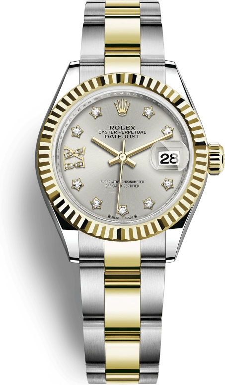 Rolex,Lady-Datejust 28mm,28mm,Yellow Gold,Oystersteel,Silver,Automatic,Day,55hours,279173,279173-0004