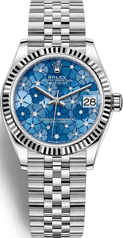 Rolex,Datejust 31 31mm,31mm,White Gold,Stainless Steel,Blue,Automatic,Day,55hours,278274,278274-0036