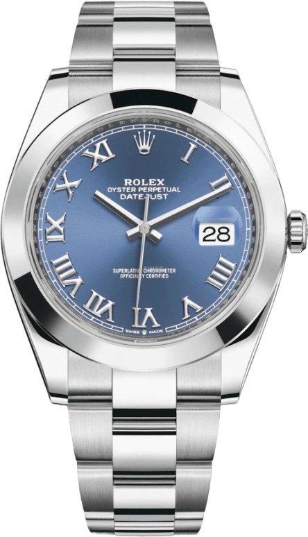 Rolex,Datejust 41 41mm,41mm,Stainless Steel,Blue,Automatic,Day,70hours,126300,126300-0017