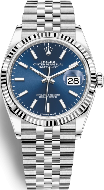 Rolex,Datejust 36 36mm,36mm,White Gold,Stainless Steel,Blue,Automatic,Day,70hours,126234,126234-0017