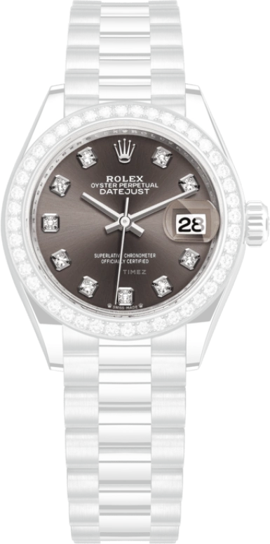 Rolex,Lady-Datejust 28mm,28mm,White Gold,Grey,Automatic,Day,55hours,279139RBR,279139RBR-0011