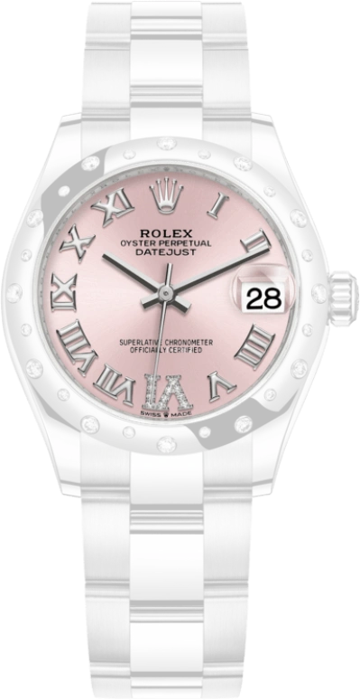 Rolex,Datejust 31 31mm,31mm,White Gold,Stainless Steel,Pink,Automatic,Day,55hours,278344RBR,278344RBR-0025