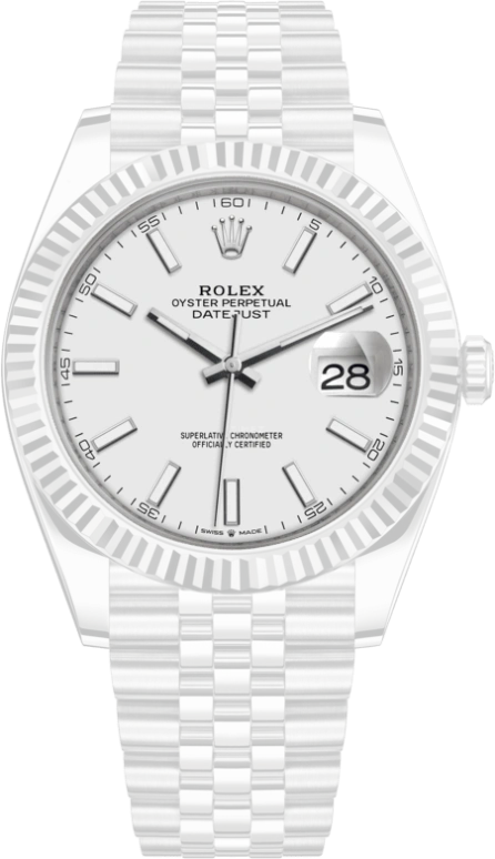 Rolex,Datejust 41 41mm,41mm,White Gold,Stainless Steel,White,Automatic,Day,70hours,126334,126334-0010