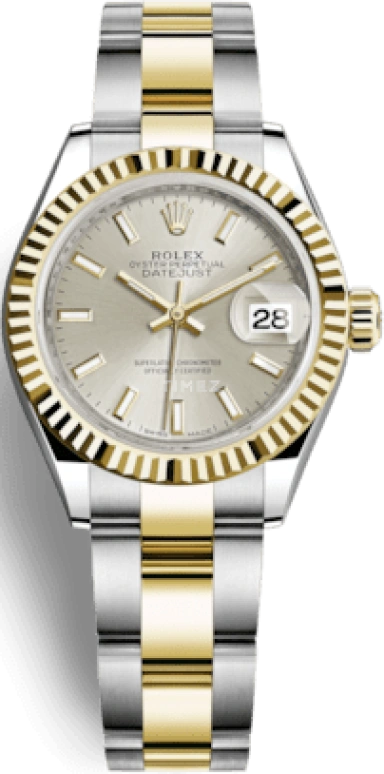 Rolex,Lady-Datejust 28mm,28mm,Yellow Gold,Oystersteel,Silver,Automatic,Day,55hours,279173,279173-0020