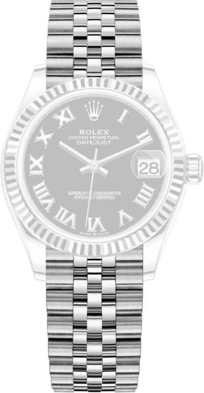 Rolex,Datejust 31 31mm,31mm,White Gold,Stainless Steel,Black,Automatic,Day,55hours,278274,278274-0002