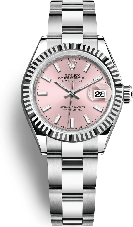 Rolex,Lady-Datejust 28mm,28mm,White Gold,Stainless Steel,Pink,Automatic,Day,55hours,279174,279174-0002