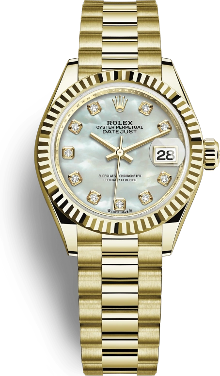 Rolex,Lady-Datejust 28mm,28mm,Yellow Gold,White,Automatic,Day,55hours,279178,279178-0025