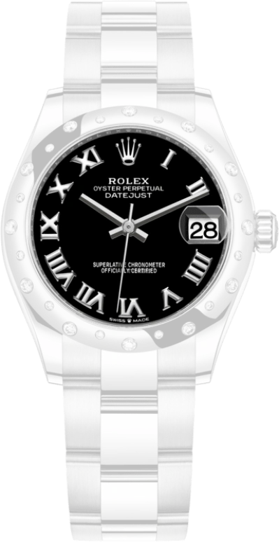 Rolex,Datejust 31 31mm,31mm,White Gold,Stainless Steel,Black,Automatic,Day,55hours,278344RBR,278344RBR-0001