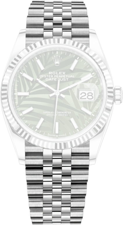 Rolex,Datejust 36 36mm,36mm,White Gold,Stainless Steel,Green,Automatic,Day,70hours,126234,126234-0047