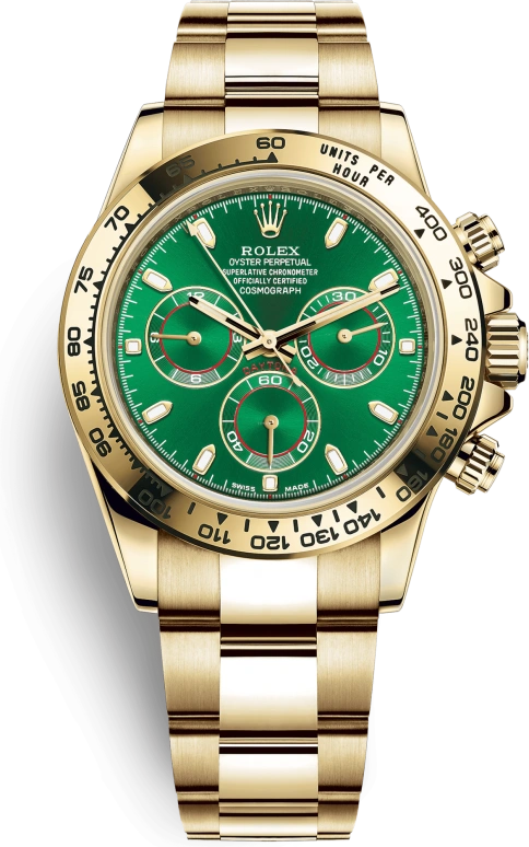 Rolex,Daytona 40mm,40mm,Yellow Gold,Green,Automatic,Chronograph,72hours,Central Cee,116508,116508-0013