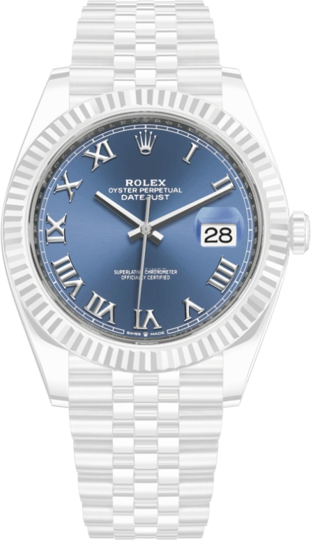 Rolex,Datejust 41 41mm,41mm,White Gold,Stainless Steel,Blue,Automatic,Day,70hours,126334,126334-0026