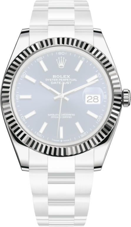 Rolex,Datejust 41 41mm,41mm,White Gold,Stainless Steel,Blue,Automatic,Day,70hours,126334,126334-0001