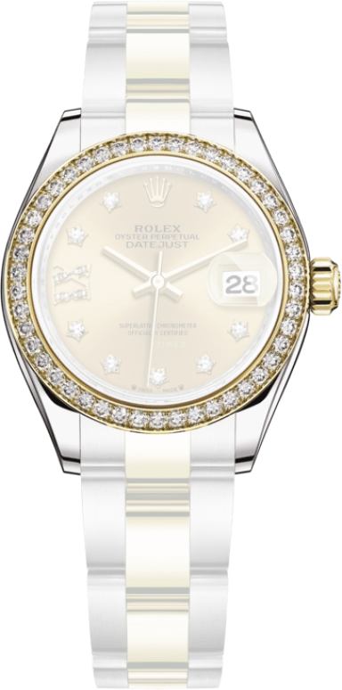 Rolex,Lady-Datejust 28mm,28mm,Yellow Gold,Stainless Steel,Champagne,Gold,Automatic,Day,55hours,279383RBR,279383RBR-0022