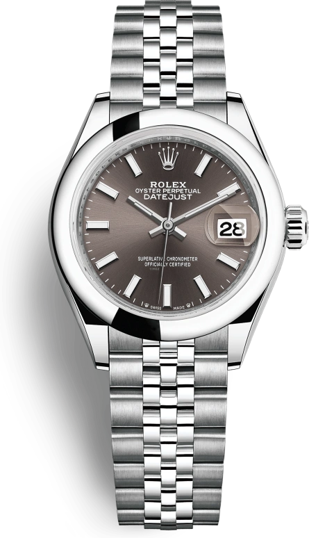 Rolex,Lady-Datejust 28mm,28mm,Stainless Steel,Grey,Automatic,Day,55hours,279160,279160-0009