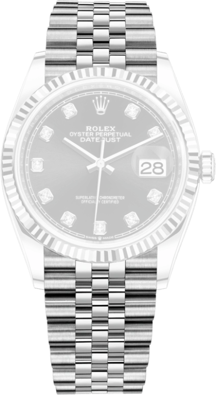 Rolex,Datejust 36 36mm,36mm,White Gold,Stainless Steel,Black,Automatic,Day,70hours,126234,126234-0027