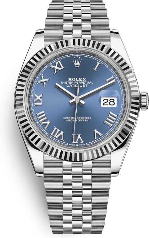 Rolex,Datejust 41 41mm,41mm,White Gold,Stainless Steel,Blue,Automatic,Day,70hours,126334,126334-0026