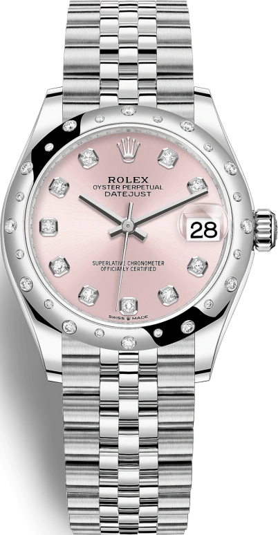 Rolex,Datejust 31 31mm,31mm,White Gold,Stainless Steel,Pink,Automatic,Day,55hours,278344RBR,278344RBR-0034