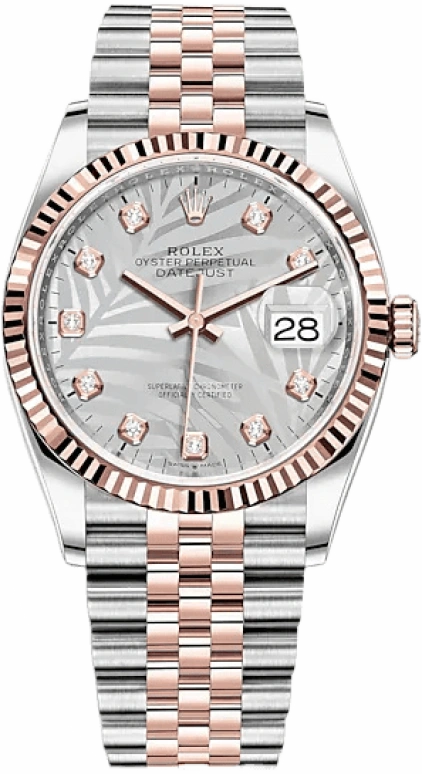 Rolex,Datejust 36 36mm,36mm,Rose Gold,Stainless Steel,Silver,Grey,Automatic,Day,70hours,126231,126231-0037