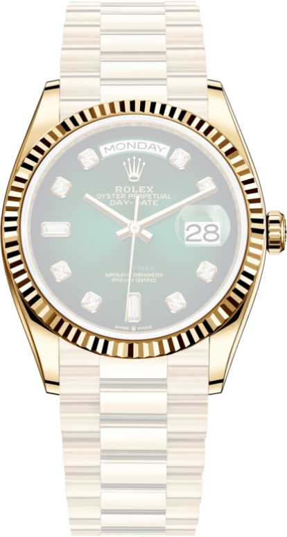 Rolex,Day-Date 36 36mm,36mm,Yellow Gold,Green,Automatic,Date,Day,128238,128238-0069