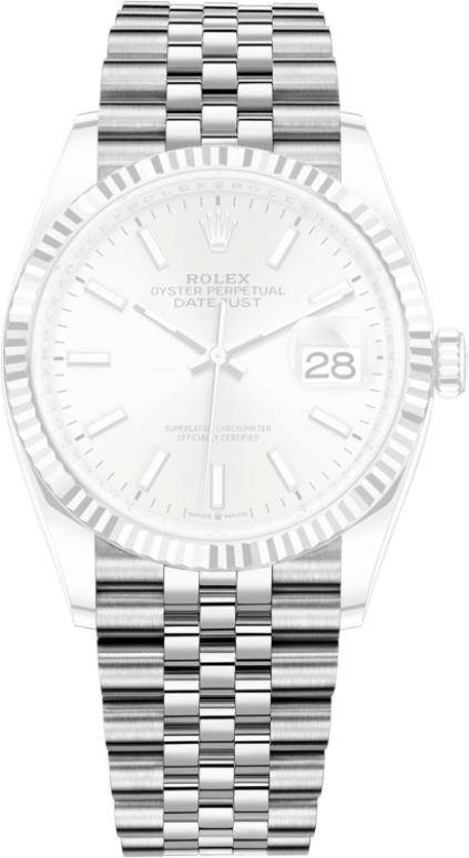 Rolex,Datejust 36 36mm,36mm,White Gold,Stainless Steel,Silver,Automatic,Day,70hours,126234,126234-0013