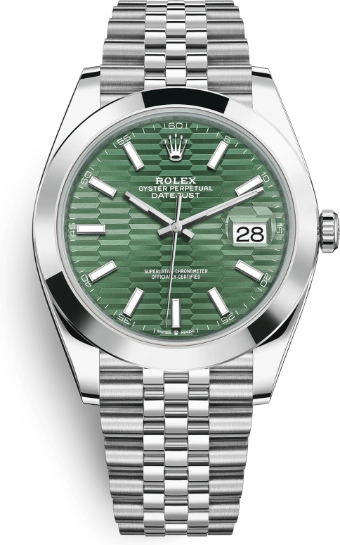 Rolex,Datejust 41 41mm,41mm,Stainless Steel,Green,Automatic,Day,70hours,126300,126300-0022