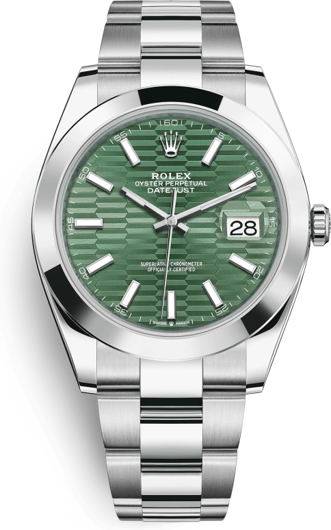 Rolex,Datejust 41 41mm,41mm,Stainless Steel,Green,Automatic,Day,70hours,126300,126300-0021