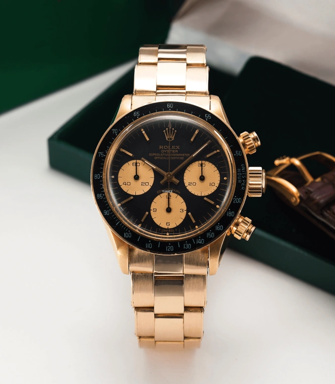 Rolex,Daytona 37mm,37mm,Yellow Gold,Black,Handwound,Chronograph,48hours,6263,6263-Black Dial YG
