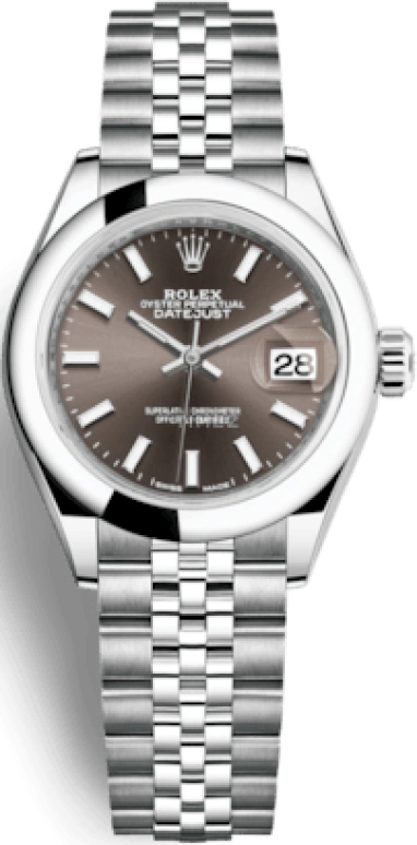 Rolex,Lady-Datejust 28mm,28mm,Stainless Steel,Grey,Automatic,Day,55hours,279160,279160-0009