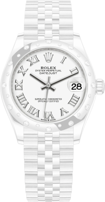 Rolex,Datejust 31 31mm,31mm,White Gold,Stainless Steel,White,Automatic,Day,55hours,278344RBR,278344RBR-0012