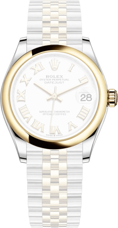Rolex,Datejust 31 31mm,31mm,Yellow Gold,Stainless Steel,White,Automatic,Day,55hours,278243,278243-0002