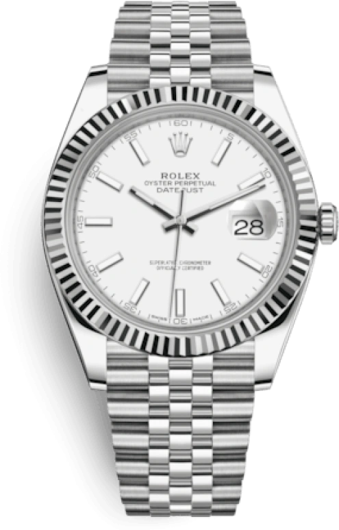 Rolex,Datejust 41 41mm,41mm,White Gold,Stainless Steel,White,Automatic,Day,70hours,126334,126334-0010