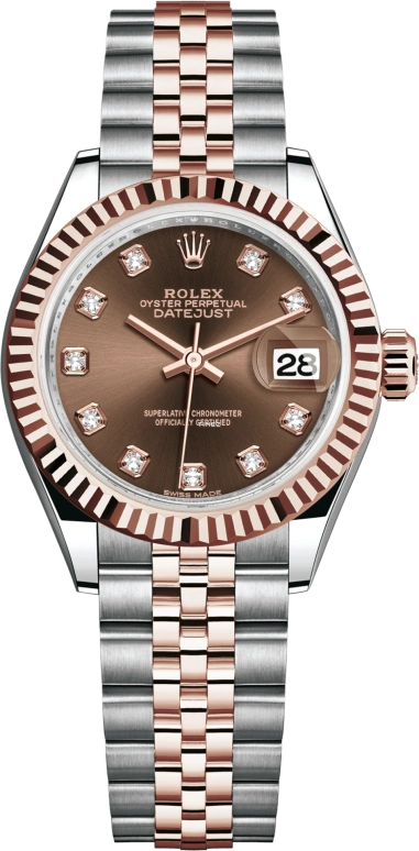 Rolex,Lady-Datejust 28mm,28mm,Everose Gold,Oystersteel,Brown,Automatic,Day,55hours,279171,279171-0011