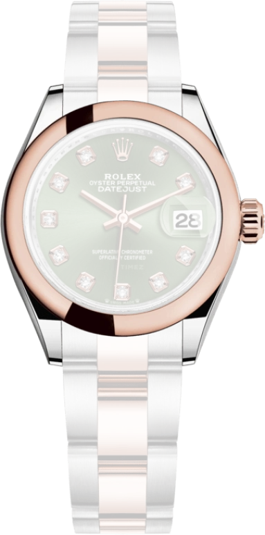 Rolex,Lady-Datejust 28mm,28mm,Rose Gold,Stainless Steel,Green,Automatic,Day,55hours,279161,279161-0008