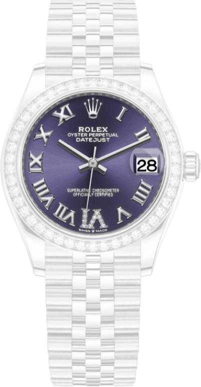 Rolex,Datejust 31 31mm,31mm,White Gold,Stainless Steel,Purple,Automatic,Day,55hours,278384RBR,278384RBR-0030