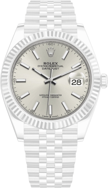 Rolex,Datejust 41 41mm,41mm,White Gold,Stainless Steel,Silver,Automatic,Day,70hours,126334,126334-0004