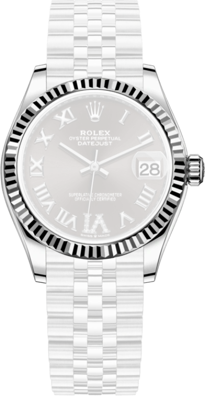 Rolex,Datejust 31 31mm,31mm,White Gold,Stainless Steel,Grey,Automatic,Day,55hours,278274,278274-0028