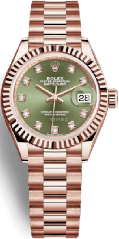 Rolex,Lady-Datejust 28mm,28mm,Everose Gold,Green,Automatic,Day,55hours,279175,279175-0009