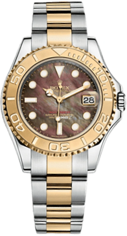 Rolex,Yacht-Master 35mm,35mm,Yellow Gold,Stainless Steel,Black,Automatic,Day,48hours,168623,168623-0018