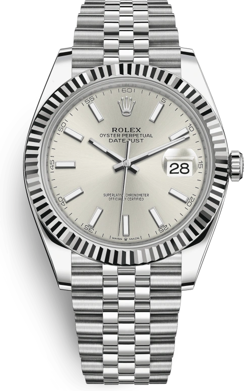 Rolex,Datejust 41 41mm,41mm,White Gold,Stainless Steel,Silver,Automatic,Day,70hours,126334,126334-0004